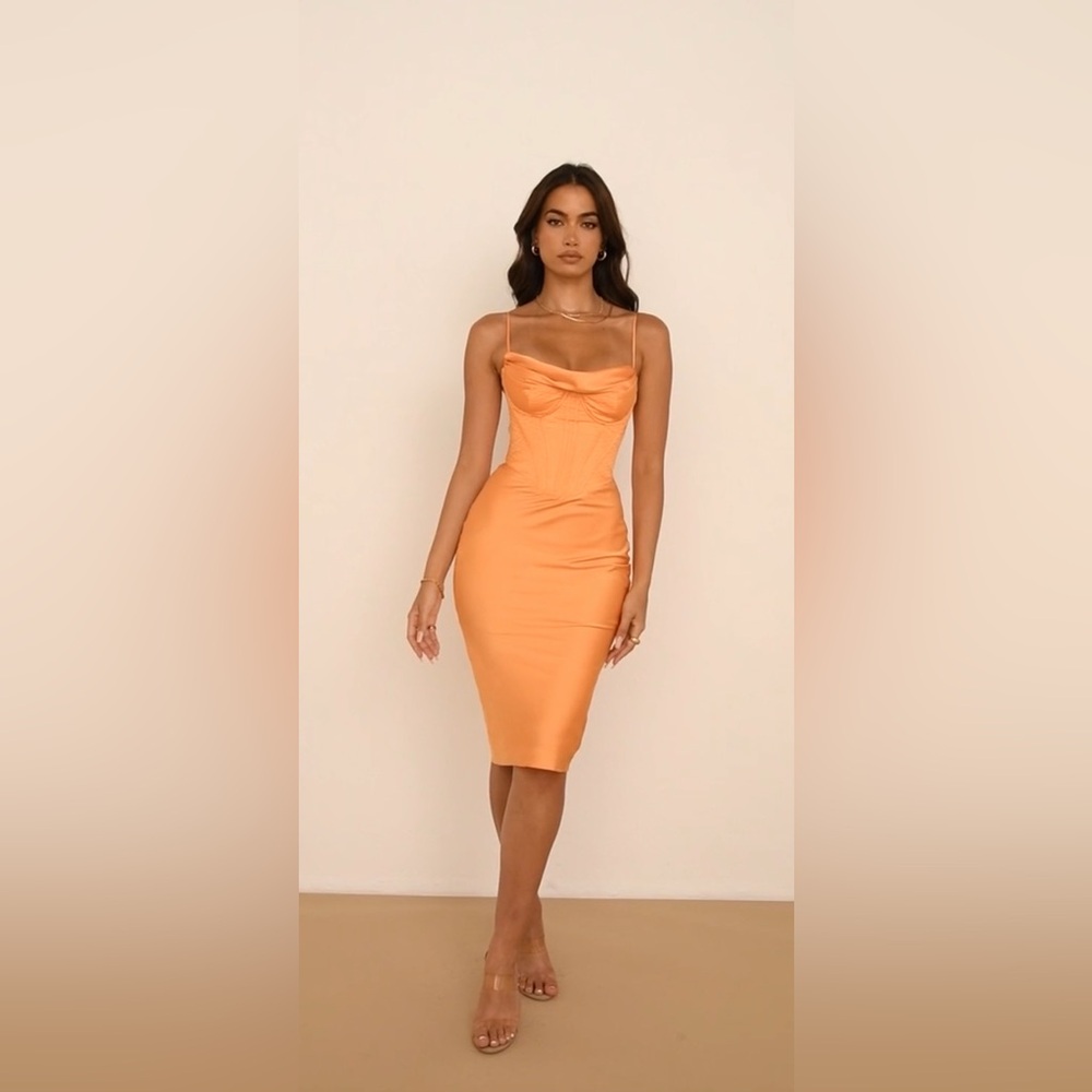 House of CB Myrna dress in tangerine